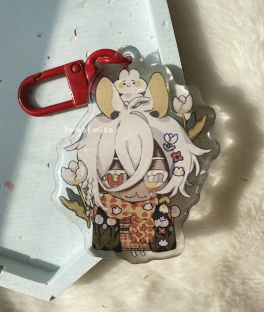 White tulip bunny | linked charm + epoxy charm + stickersheet