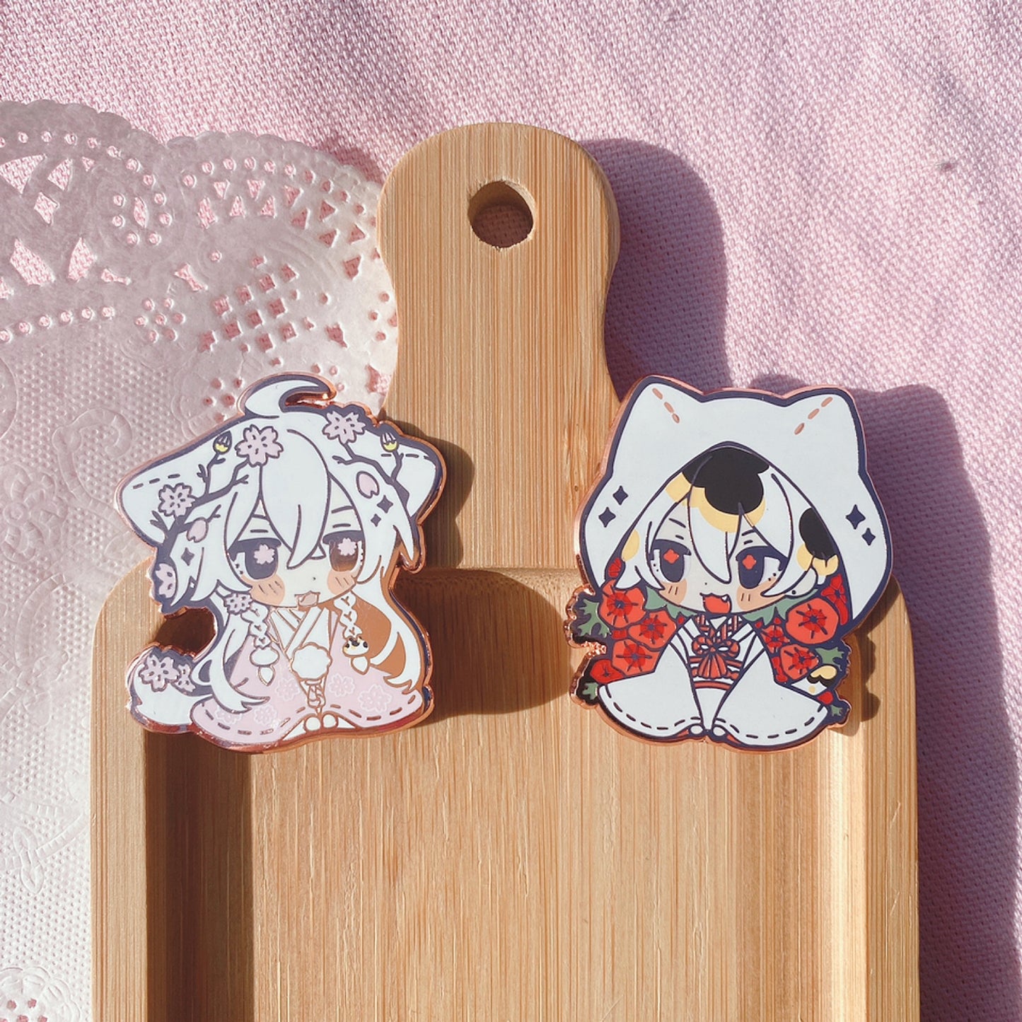 Sakura White + Poppy Calico Wedding Day | Enamel Pins