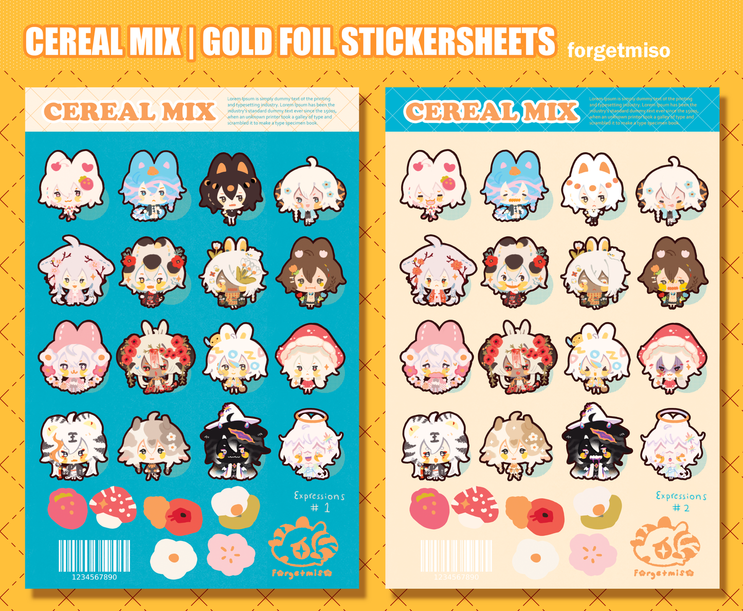 Cereal Mix  | Gold Foil Stickersheets